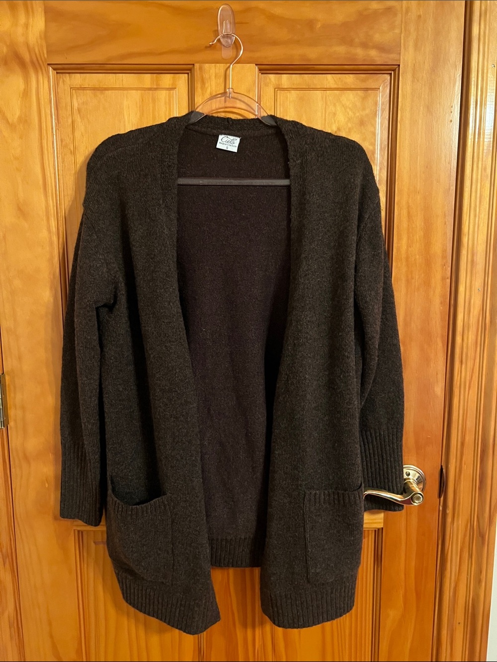 Cozy Brown Open-Front Pocket Cardigan